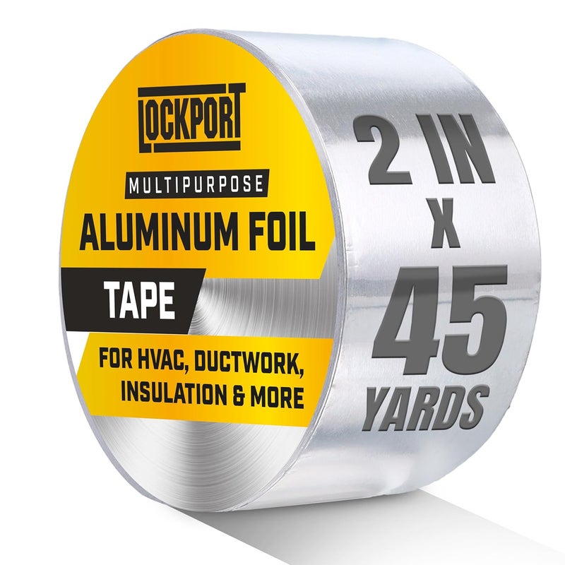 Lockport Aluminum Foil Tape 2 in x 45 Yards - Aluminum Tape - HVAC Duct Sealing, Dryer Vent, Heat Insulation Tape & Ductwork Repairs - Heat Resistant, Waterproof, Professional Grade - Image 1